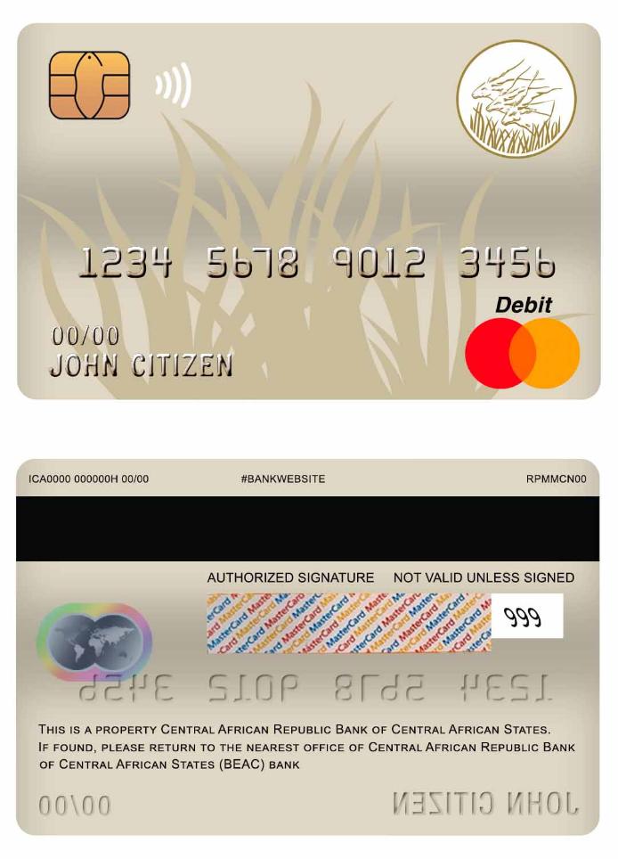 Central African Republic Bank of Central African States (BEAC) bank master debit card
